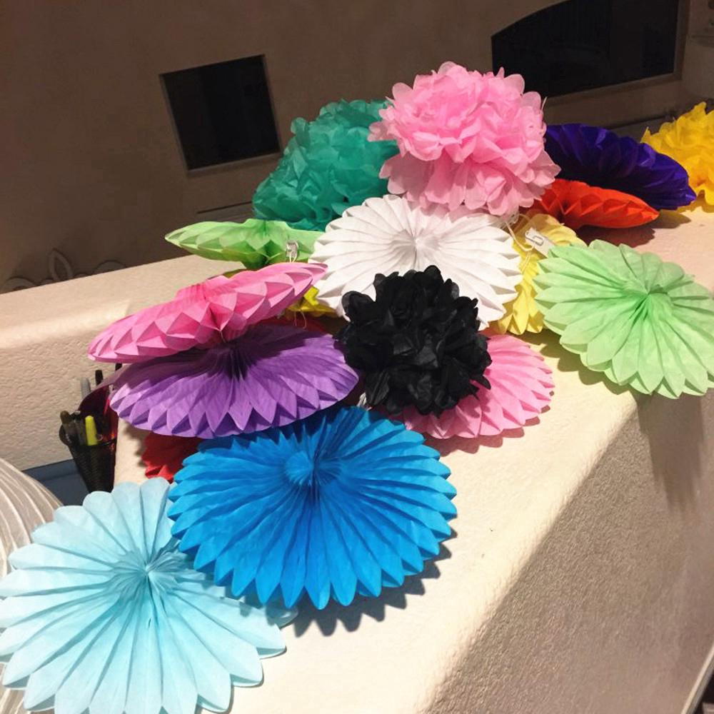 5pcs 20cm Birthday Party Supplies Paper Fan Decorative Flower Tissue Fans Crafts