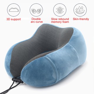 U-Shape Magnetic Headrest Neck Pillow Travel Memory Foam Filler With Eyemask