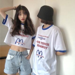 Crop Tops Women's Tshirt McDonald's White Short Edition GYM V-neck Sports Top Jennie