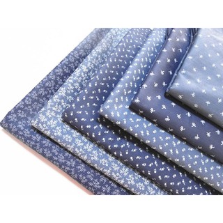 3pcs 50x40cm Denim color Dark Blue Floral Patchwork Cotton Fabric Fat Quarter Bundle Needlework Sewing Quilt fabric For Bag Baby Clothes kain