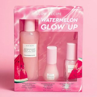 GLOW RECIPE Watermelon Glow Up Skincare Set / PHA +BHA Toner 150ml + Niacinamide Dew Drops 15ml + Pink Juice Moisturizer 25ml
