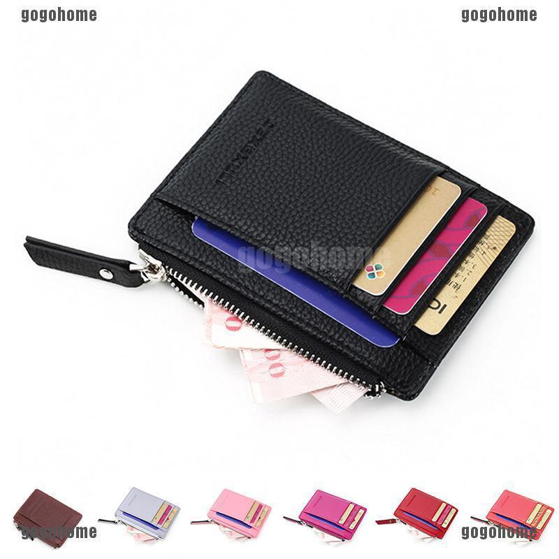 Wallet slim money clip credit card holder ID business mens Faux leather Bl