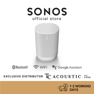 Sonos Move Lunar White Portable Wireless Speaker with Bluetooth [Google Assistant Enabled]