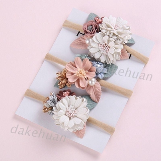 DK* Lovely Baby Headband Fake Flower Nylon Hair Bands For Kids Artificial Floral Elastic Head Bands Headwear