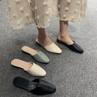 Slippers women wear 2019 summer new Korean version of the wild pointed flat flat half slippers baotou Mules shoes tide