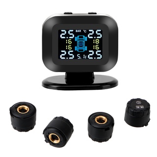 Wireless Auto Security Alarm Systems Mini Car Tire Pressure Monitoring System With 4 Pcs External Sensor USB TPMS