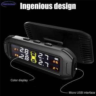 RE Solar TPMS Car Tyre Pressure Monitor Monitoring System Temperature Warning Fuel With 4 External Sensors