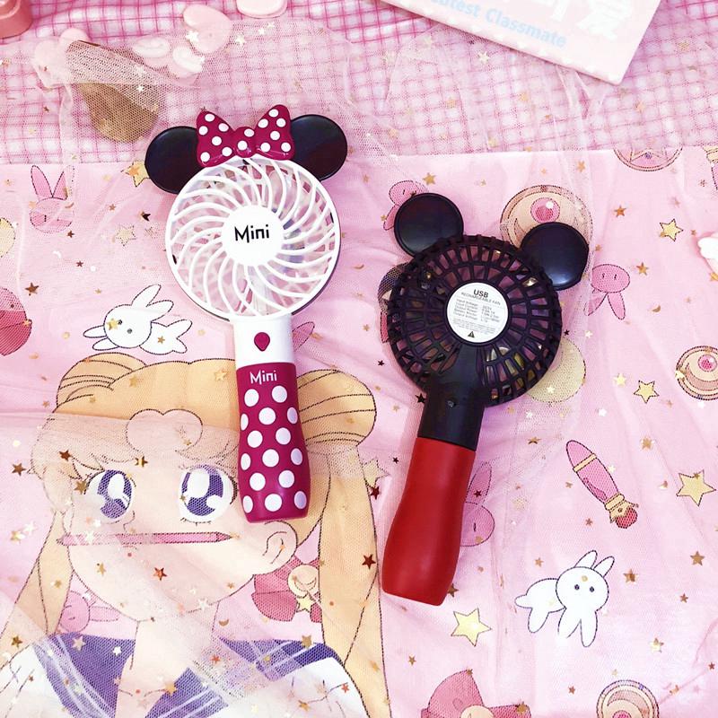 Portable Mini Handheld Fan Cartoon Cute Minnie Mickey USB Charging Fan