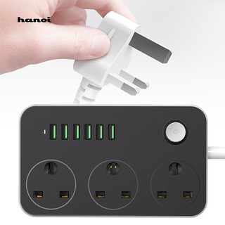 HN♥1.5m Multifunctional 3 Outlets 6 USB Charging Ports Power Strip UK Plug Socket