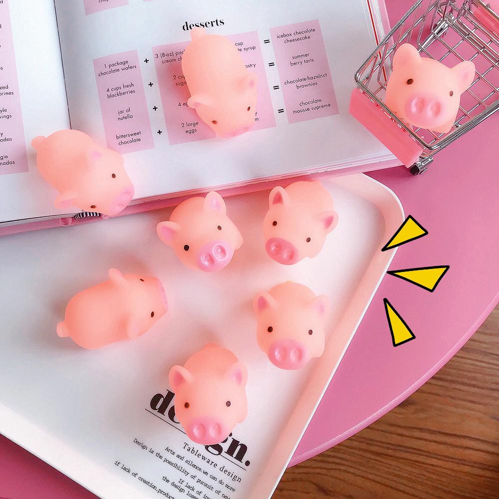 READY STOCK Pink Cartoon Pig Toy Piggy Sounding Silicone Toy for Pressure Relieve Trick