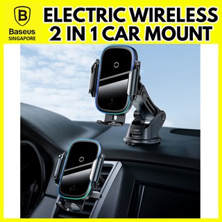 Baseus Electric Car phone Holder Wireless Charger Car Mount Car Phone Holder car accessories (Must Use QC USB PORT)