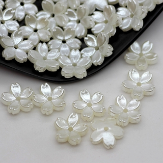 100PCS Imitation Shell Loose Beads Flower Beige Petals Cherry Blossom Nail Art Handmade DIY Jewelry