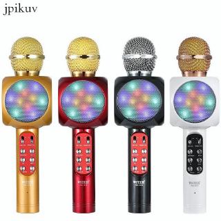 ws1816 Wireless Bluetooth Microphone LED Handheld Karaoke Music Speaker Condenser Mic USB Home KTV Portable Music