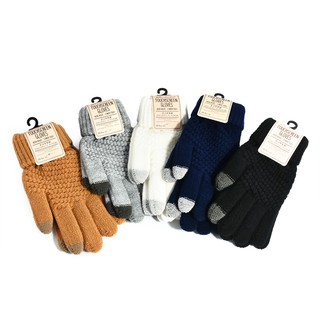 Pair Of Men Male Winter Warm Fleece Lined Thermal Knitted Gloves