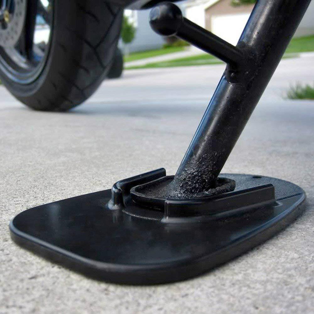Motorcycle kickstand pad support for soft ground outdoor parking, Black (pack of 1)