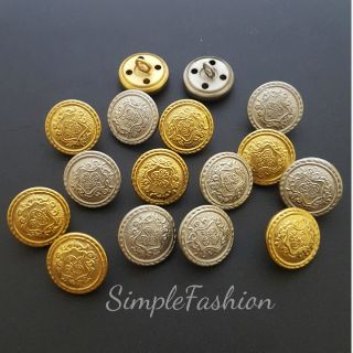 [Shop Malaysia] 15Mm 12pcs Copper Buttons (Gold Silver)