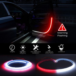 Niscarda 2 in 1 Car LED Door Warning Strip Strobe Flash Lamp Anti-collision Welcome Decorative Lamp Strip Universal Light