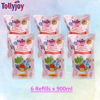 [6 PACK BUNDLE] Tollyjoy Antibacterial Baby Accessories & Vegetable Liquid Cleanser (6 x 900ml Refill)