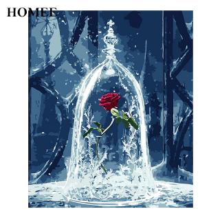homee Paint by Numbers Kit True Love Rose DIY 40 x 50cm DIY Oil Painting For Home Decoration Elegant