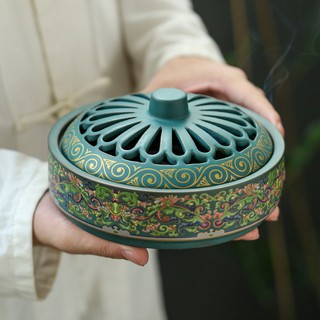 Large Handmade Ceramic Incense Burner Holder Mosquito Coil Incense Holders Antique Home Decoration