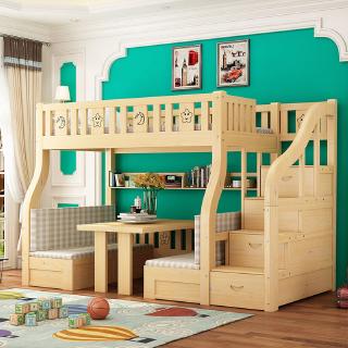 Box bed bunk bed height bed child and mother bed solid wood bed bunk bed multifunctional desk bed children bed learning