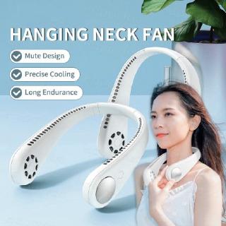 【Spot hot sale】Leafless Fan USB Rechargeable Hanging Neck Fan Lazy Outdoor Hanging Dual Cooling Fan Mini Portable Pocket Fans