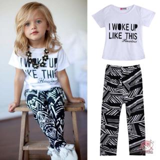 ❤J0P-Girls Like This Tops T-shirt Pants 2pcs Outfits Set Clothes