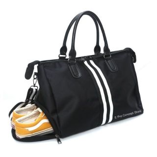 [Shop Malaysia] [Black🖤White] Trendy Fashion Black White Stripe Travel Bag Gym Bag Luggage Ba