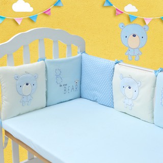 6Pcs Baby Newborn Crib Bed Bumper Protector Cartoon Cotton Safety Rails Bedding