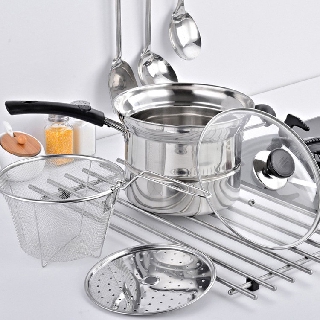 【Stock】Stainless Steel Multi Usage Cooking Pot/Deep Fry/Steam/Stew 多功能高级不锈钢锅