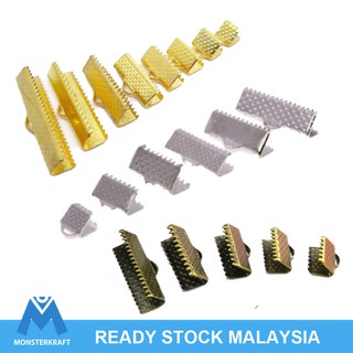 [Shop Malaysia] 40 pcs Ribbon/Cord Crimp End, Dotted Finish, Iron (518-100P)