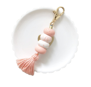KITBITS Bag Charm with Muted Pink Tassel Muted Pink Keychain Charm