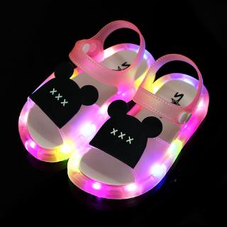 【Sealynn】Baby Kids LED Jelly Shoes Boy/girl Kaws Slipper Sesame Street Sandal Summer Shoes Unisex Cute Casual Non-slip Indoor/outdoor Shoes