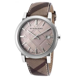 Burberry Embossed Beige 38mm Dial Leather Strap Unisex Watch BU9029