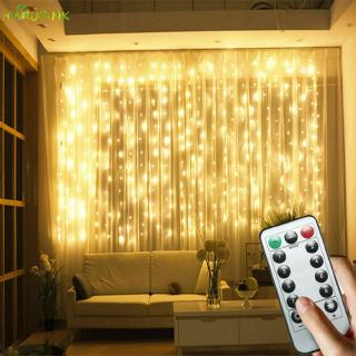 300 LED Curtain Fairy Lights USB String Hanging Wall Lights Party With Remote Control Harupink