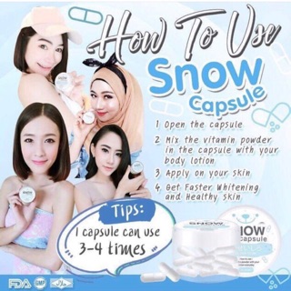 [Shop Malaysia] SNOW CAPSULE -mix lotion body powder -whitening kulit by gluta frozen (30capsules)