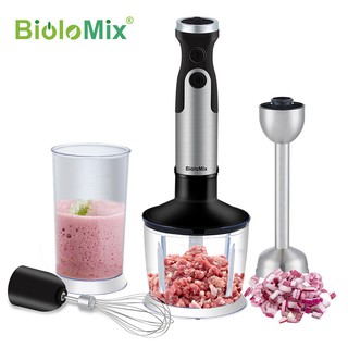 4-in-1 Stainless Steel 1100W Immersion Hand Stick Blender Mixer Vegetable Meat Grinder 500ml Chopper Whisk 800ml Smoothie Cup
