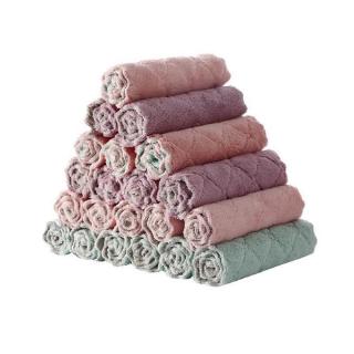 5/10pcs Super Absorbent Coral Fleece Kitchen Cleaning Towel Dishclout