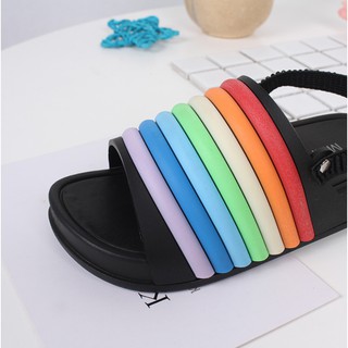 Rainbow Striped Baby Shoes Open Toe Non slip Beach Slippers