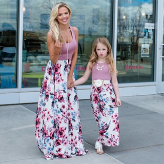 Women and Girls Dresses Family Matching Clothing Cotton Mother Daughter Dress