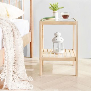 Side Table Solid Wood Glass l Coffee Table l Bedside Table l Bedroom Storage Rack Tempered Glass Table Tea Table Nordic-Style Sofa Side Table Storage