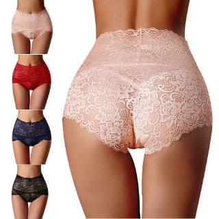 M-XXXL High Waist Lace Panties Women Floral Transparent Lingerie Female Briefs Underpants Plus Size Pantys