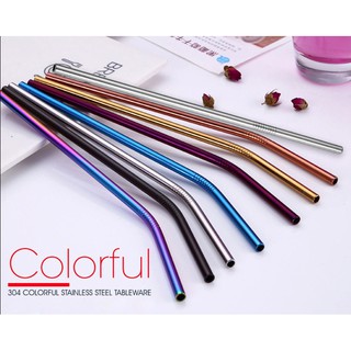 1pc Stainless Steel Drinking Straws Metal Straight/Bent Reusable Washable Brush