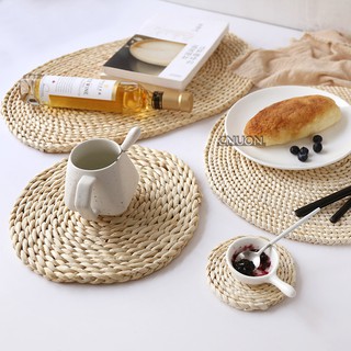 Corn fur woven Dining Table Mat Heat Insulation Pot Holder Round Coasters Coffee Drink Tea Cup Table Placemats Mug Coaster