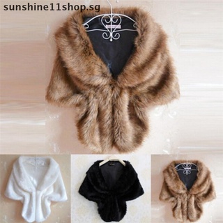 【sunshine11shop】 Hot New Women Plush Faux Fur Bridal Wedding Jacket Wrap Shrug Bolero Shawl Cape SG