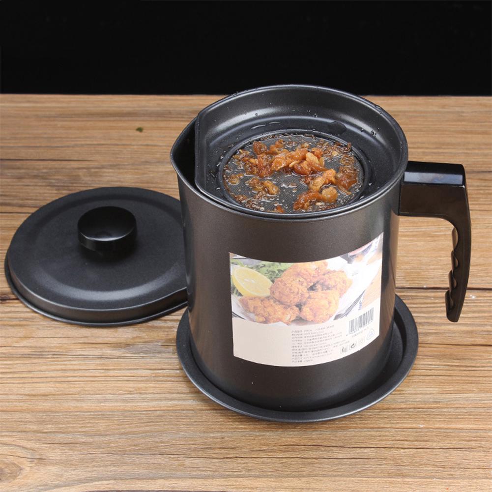 1.3L Multifunction Oil Storage Leakproof Cooking Can Stainless Steel With Strainer Kitchen Tool Grease Container