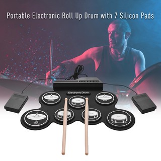 ✦Compact Size USB Roll-Up Silicon Drum Set Digital Electronic Drum Kit 7 Drum Pa