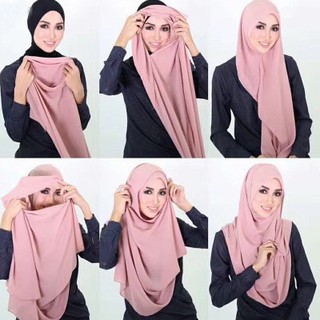 Hijab Muslim Tudung Women Cotton Crinkle Bawal Long Scarf Wraps Shawls