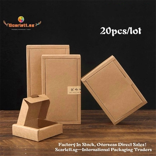 20pcs/lot Kraft Paper Box With Cover Gift Box Brown Thick Kraft For Cookie Party Favor Box Cardboard Packaging Boxes