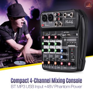 ☞ ✔H*Y✔ Muslady AI-4 Compact Sound Card Mixing Console Digital Audio Mixer 4-Channel BT MP3 USB Inpu